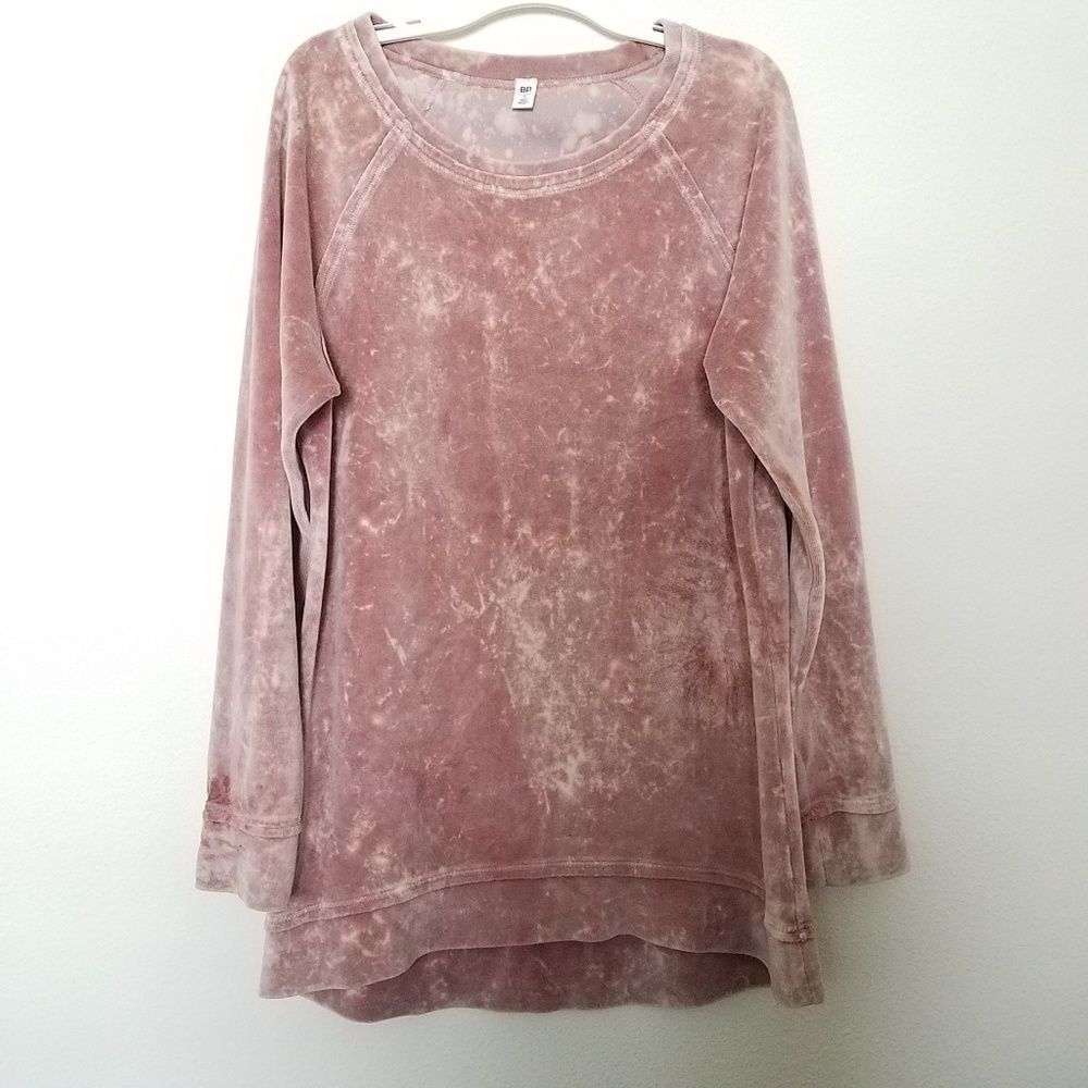 BP. ACID WASH VELVET SWEATER LONG SLEEVE